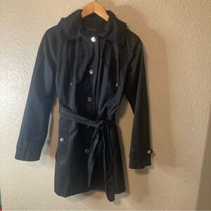 Jason Kole Cotton Blend Belted Black Trench Coat Pockets Women’s Size Small